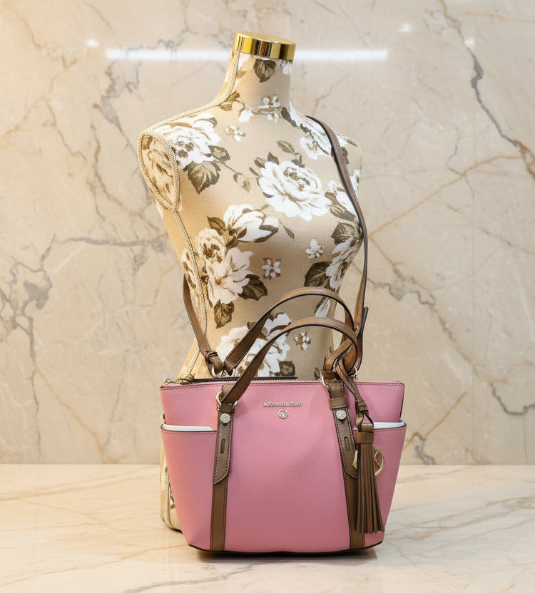 MICHAEL KORS SULLIVAN SATCHEL SMALL - SAFFIANO LEATHER - TEA ROSE MULTI