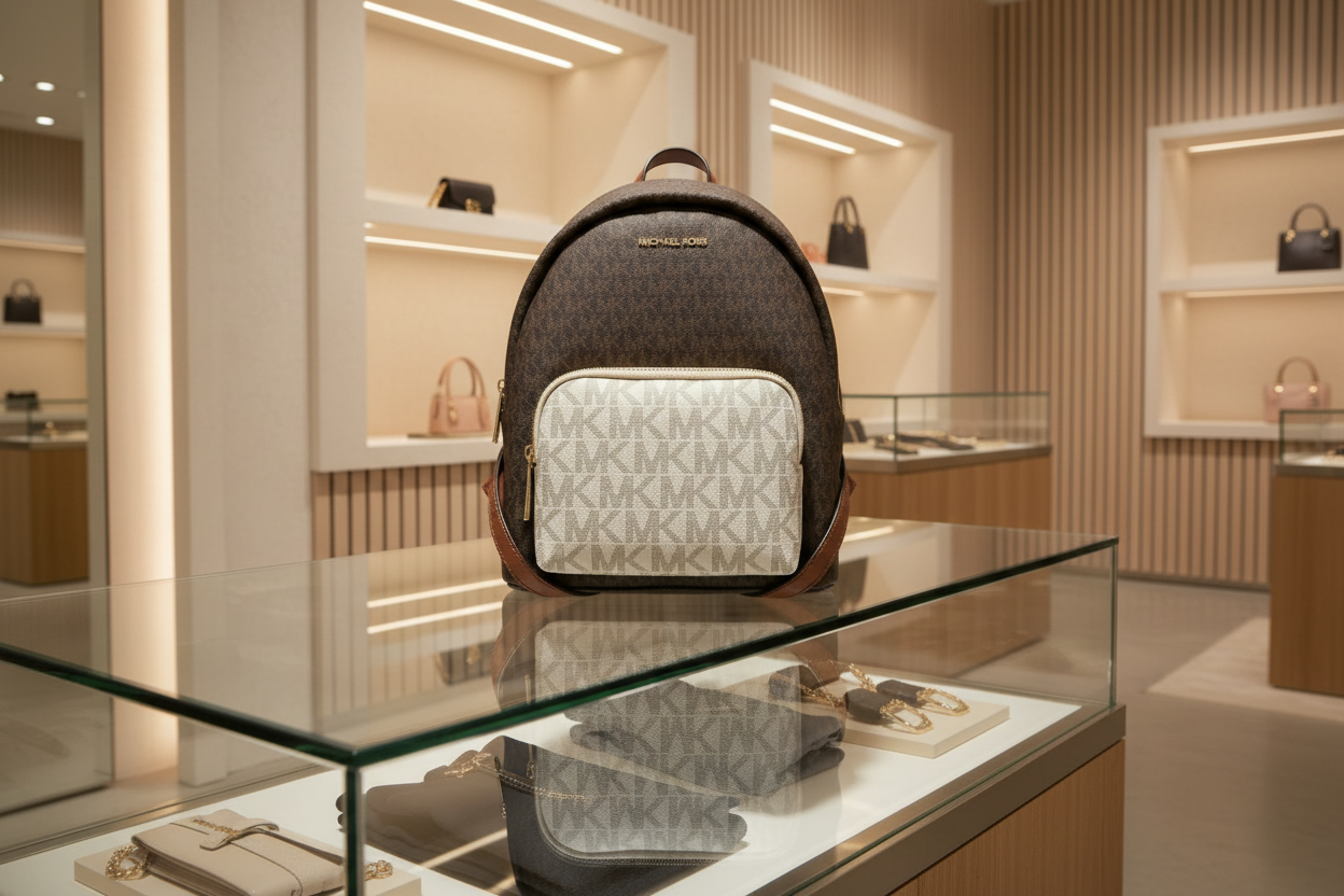 MICHAEL KORS MEDIUM ERIN BACKPACK - SIGNATURE BROWN/WHITE