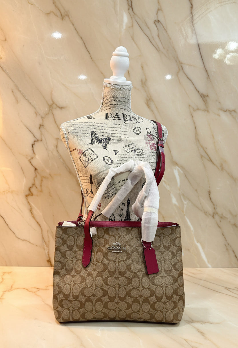 COACH AVENUE CARRYALL IN SIGNATURE BROWN/PINK