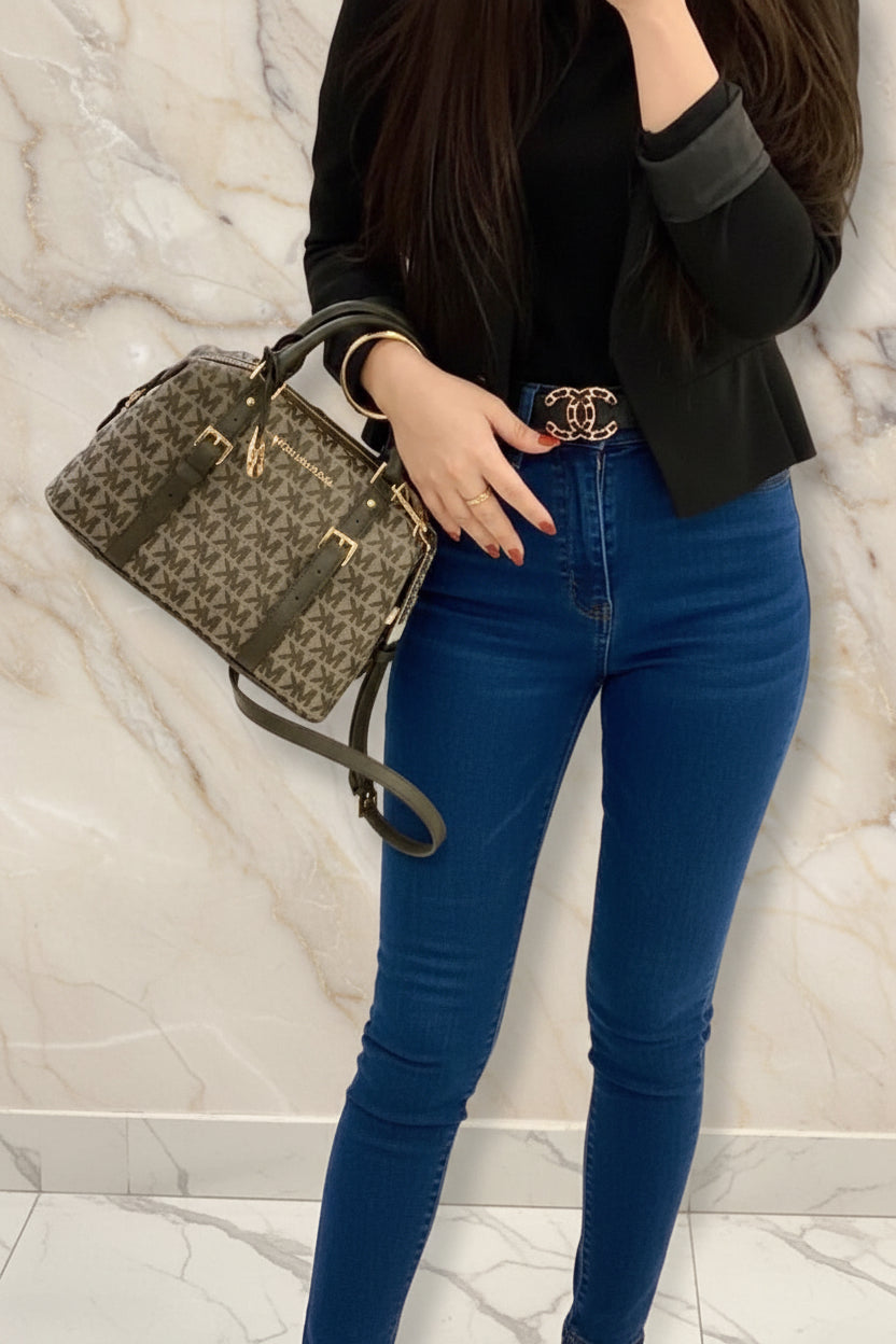 MICHAEL KORS GINGER SIGNATURE SMALL DUFFLE BAG - OLIVE GREEN
