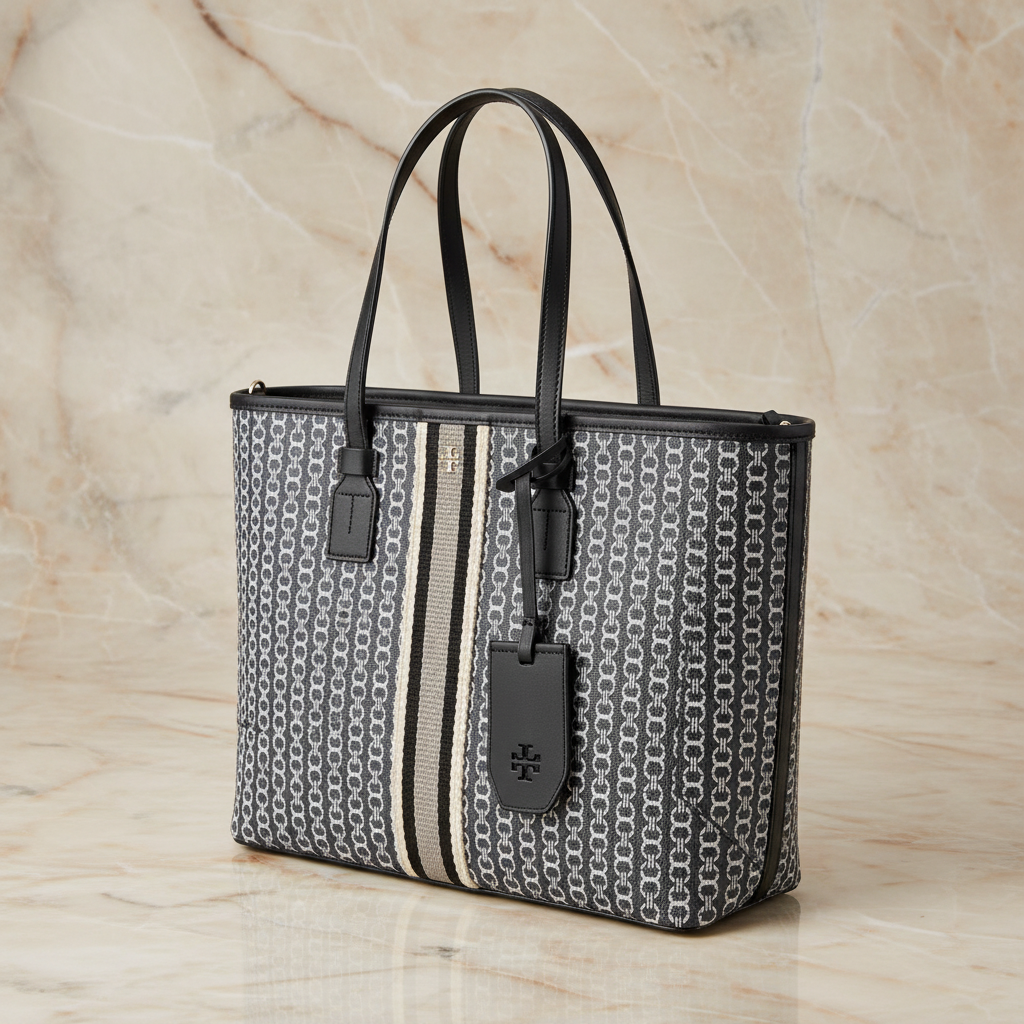 TORY BURCH GEMINI LINK ZIP TOP TOTE SMALL CANVAS