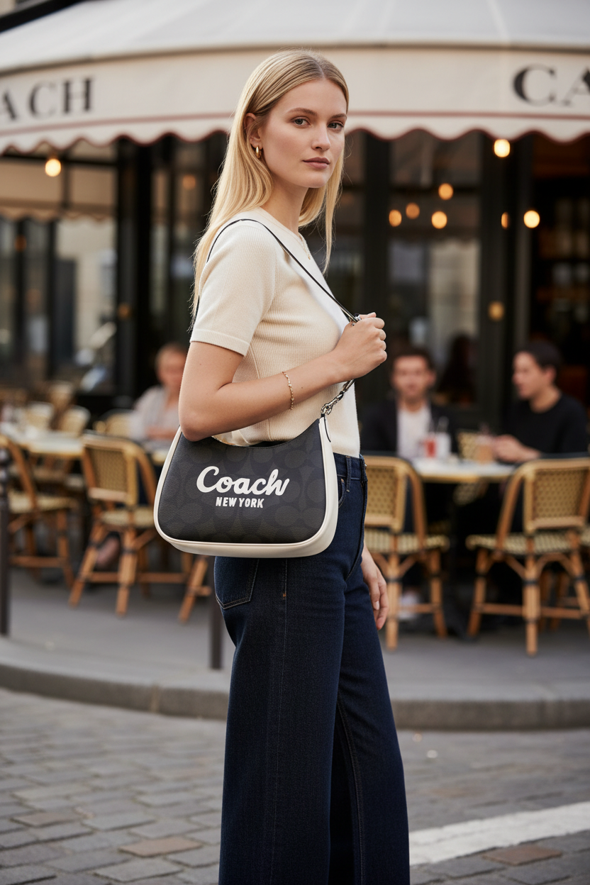 حقيبة كتف/حقيبة كروس بودي من كوتش سكريبت تيري هوبو - متوسطة الحجم