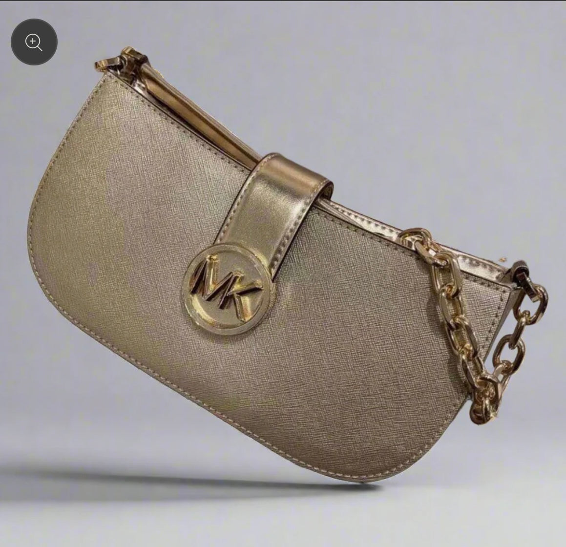 MICHAEL KORS CARMEN POUCHETTE SHOULDER BAG ONLY - PALE GOLD