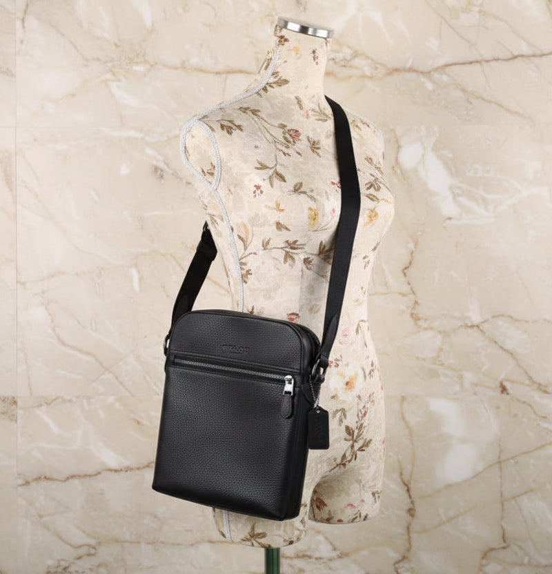 COACH HOUSTON FLIGHT BAG - SMOOTH LEATHER BLACK