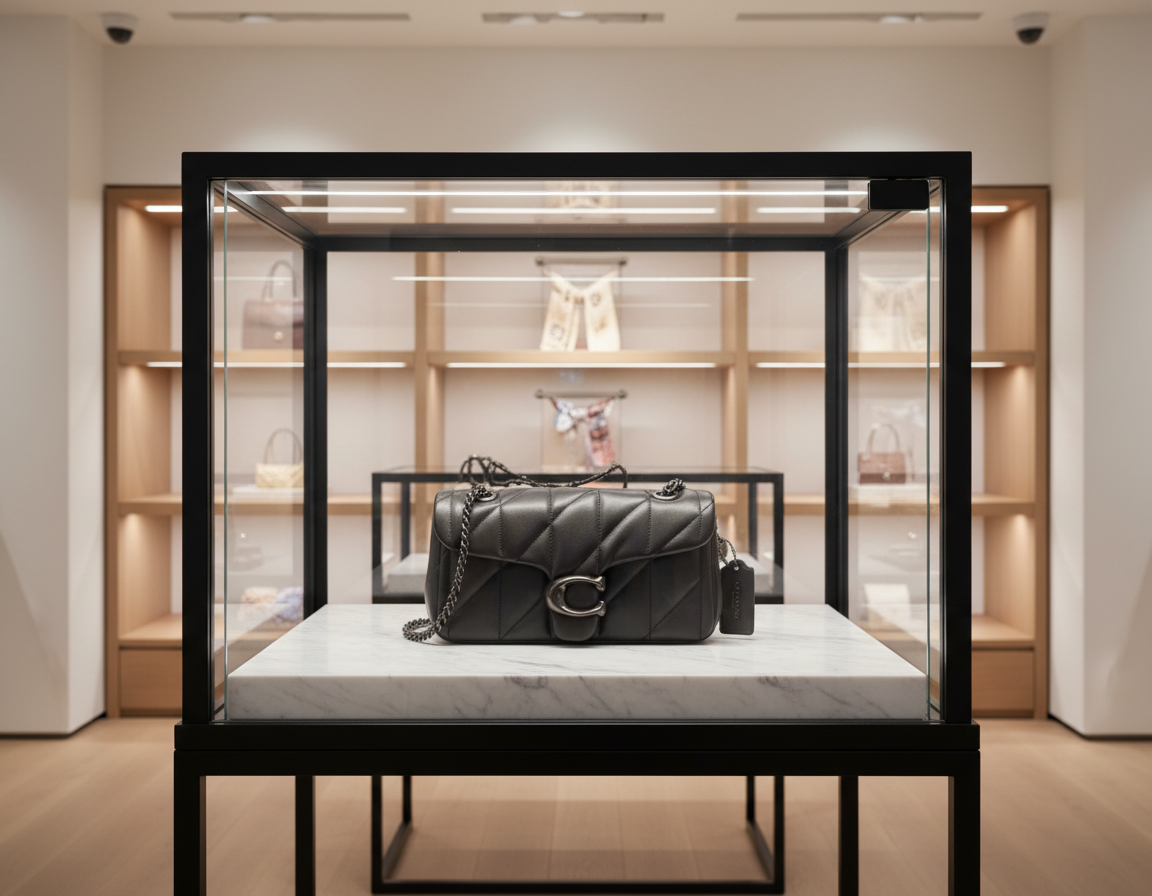 حقيبة كوتش مبطنة بنقشة تابي 20 - جلد نابا - أسود