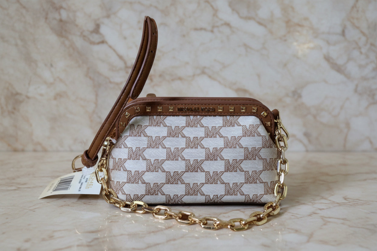 MICHAEL KORS JACQUARD LIVIA CLOUD SMALL CLUTCH/CROSSBODY