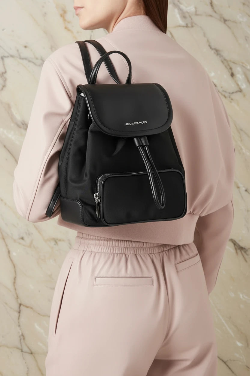 MICHAEL KORS CARA SMALL BACKPACK NYLON - BLACK