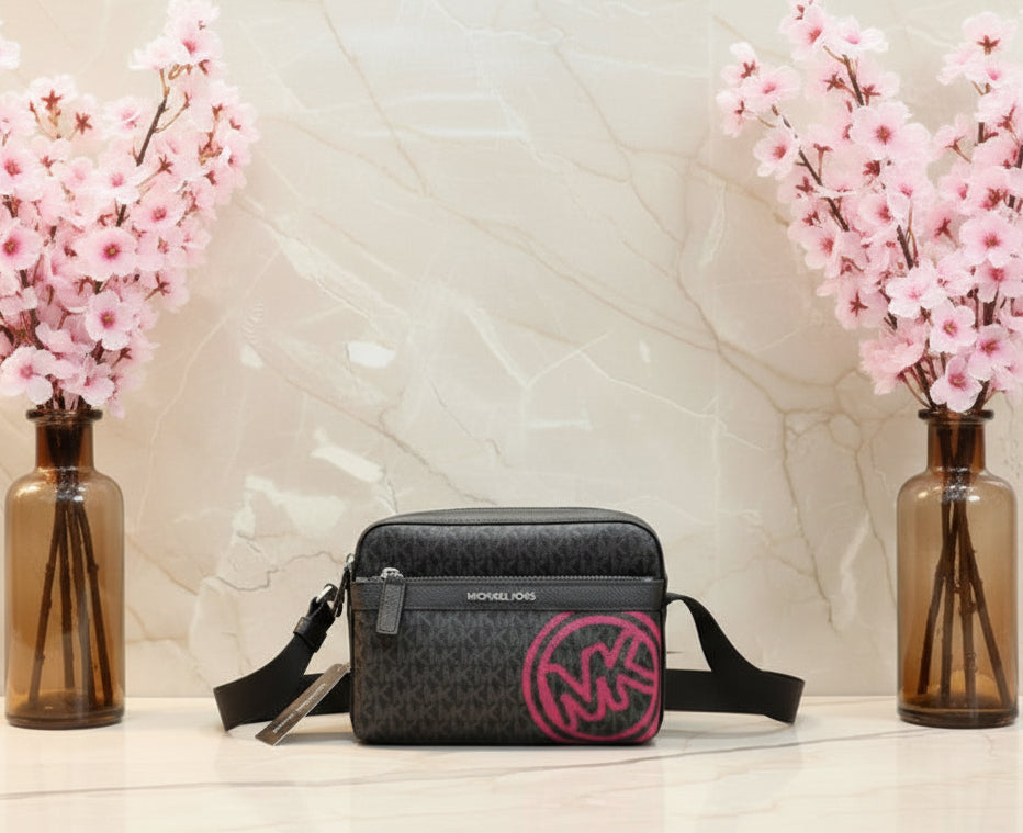 MICHAEL KORS COOPER EMBELISHED SIGNATURE LOGO UTILITY CROSSBODY