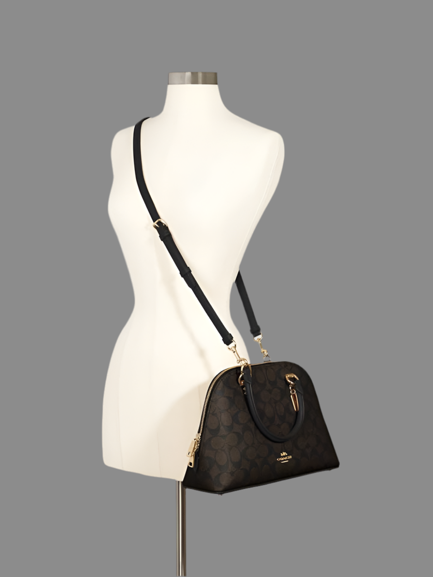 COACH KATY SATCHEL - IN SIGNATURE BROWN & BLACK - MEDIUM