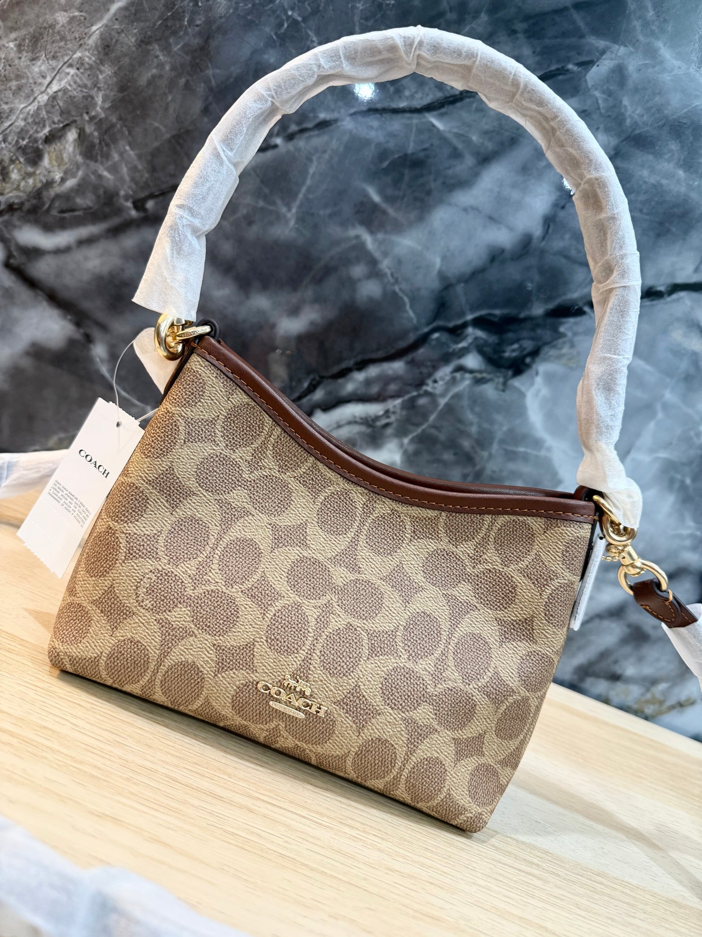 COACH SMALL LAUREL SHOULDER BAG - SIGNATURE COATED CANVAS