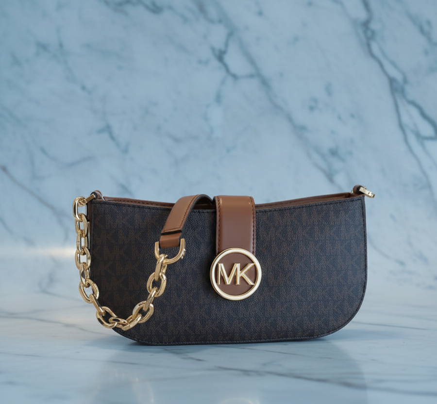 MICHAEL KORS CARMEN LEATHER POUCHETTE SHOULDER BAG ONLY