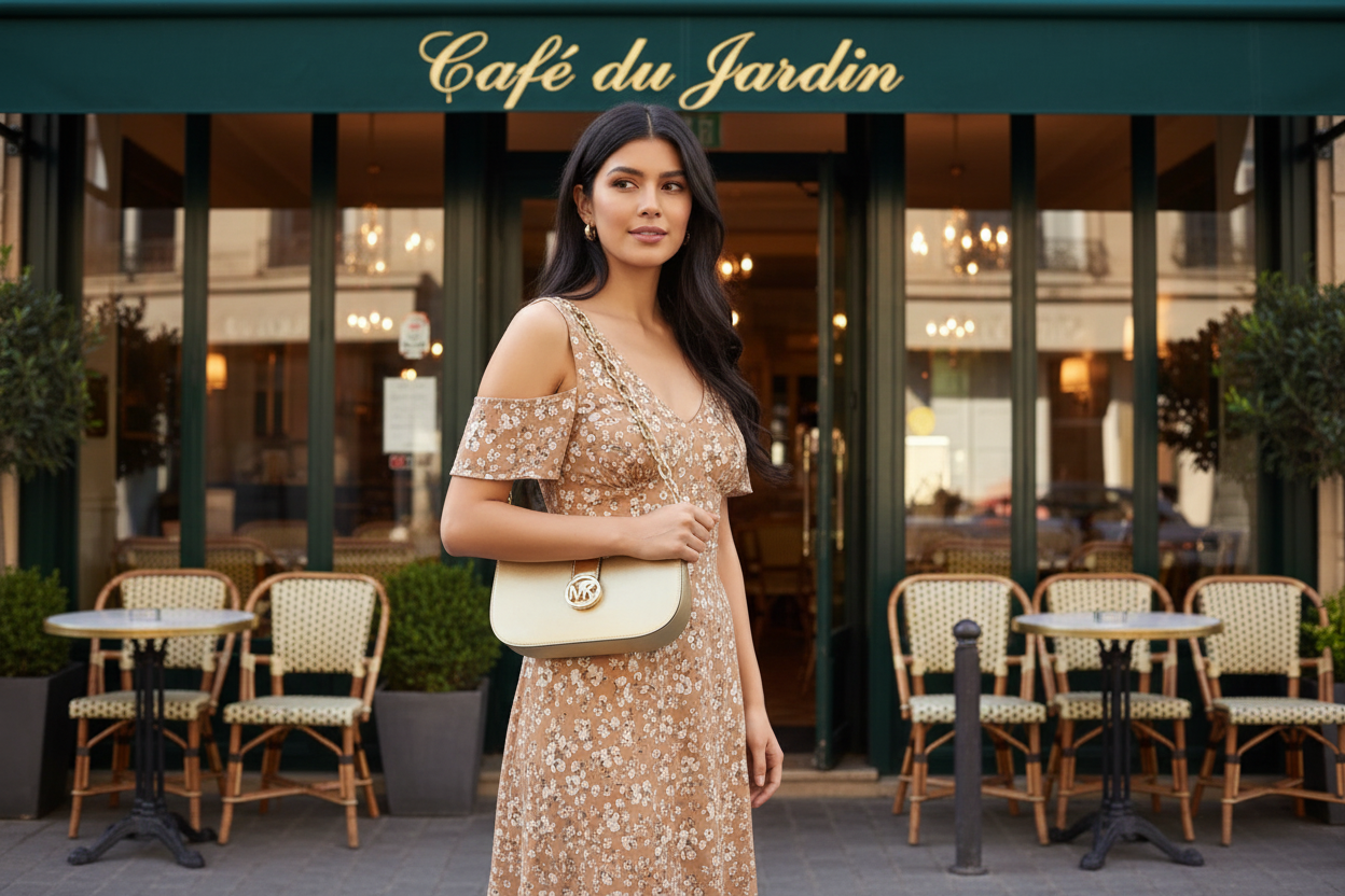 MICHAEL KORS CARMEN POUCHETTE SHOULDER BAG ONLY - PALE GOLD