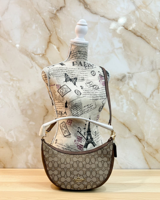 COACH ARIA SHOULDER BAG/CROSSBODY BAG IN SIGNATURE JACQUARD KHAKI