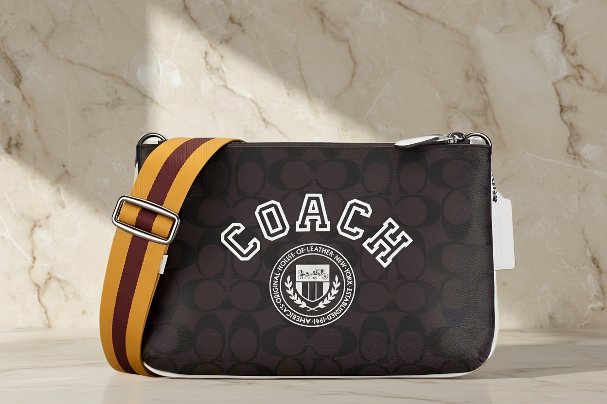 COACH EVERETTE CROSSBODY IN SIGNATURE CANVAS WITH VARSITY MOTIF