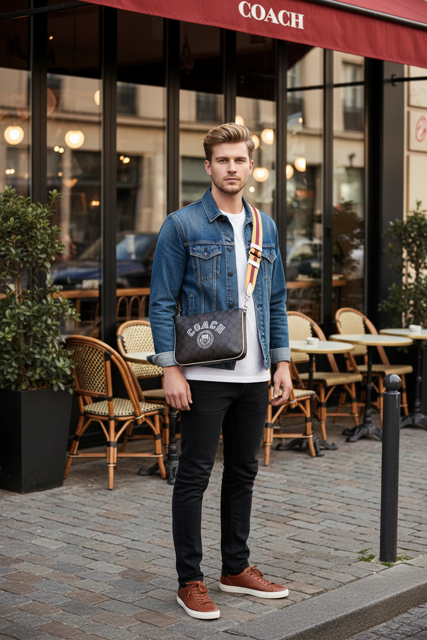 COACH EVERETTE CROSSBODY IN SIGNATURE CANVAS WITH VARSITY MOTIF