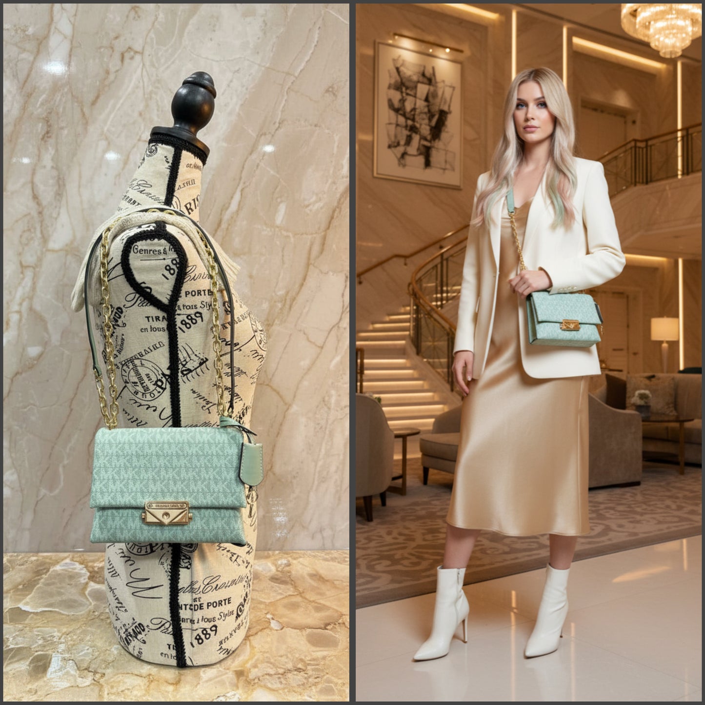 MICHAEL KORS MINI CECE - MONO SEA GREEN