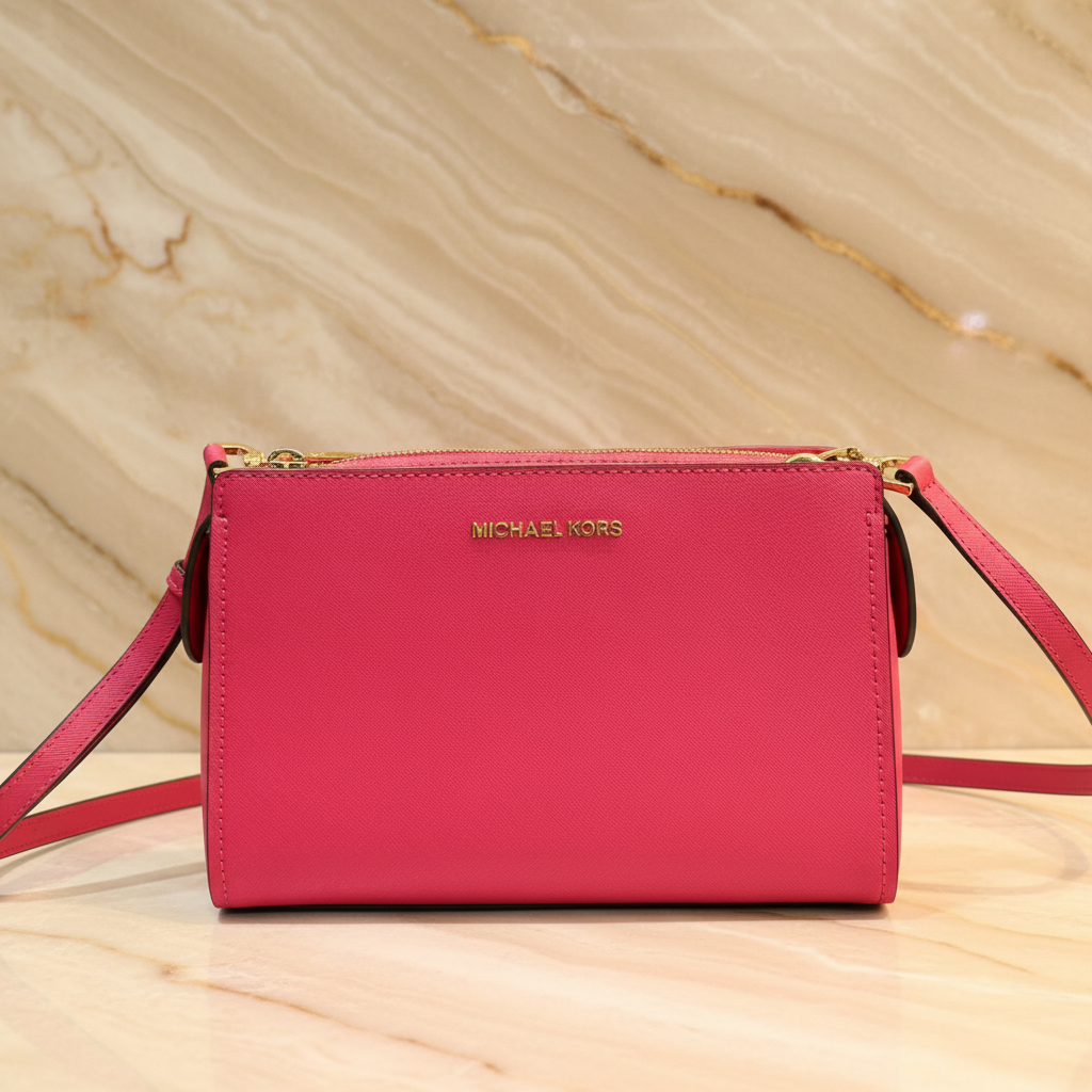 MICHAEL KORS LESLIE MESSENGER BAG - ELECTRIC PINK ( FUSCHIA COLOR )