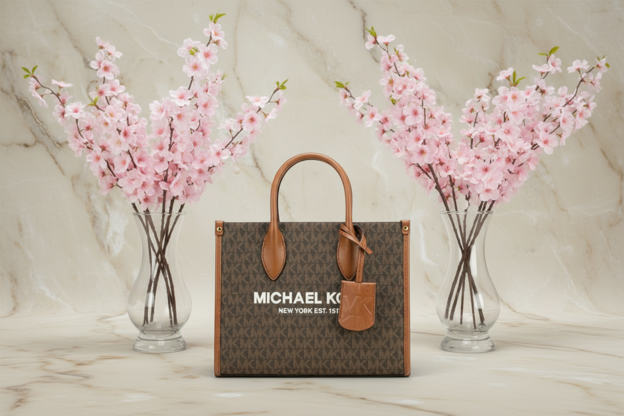 MICHAEL KORS MIRELLA SMALL SHOPPER TOP ZIP CROSSBODY BAG - BROWN ACORN