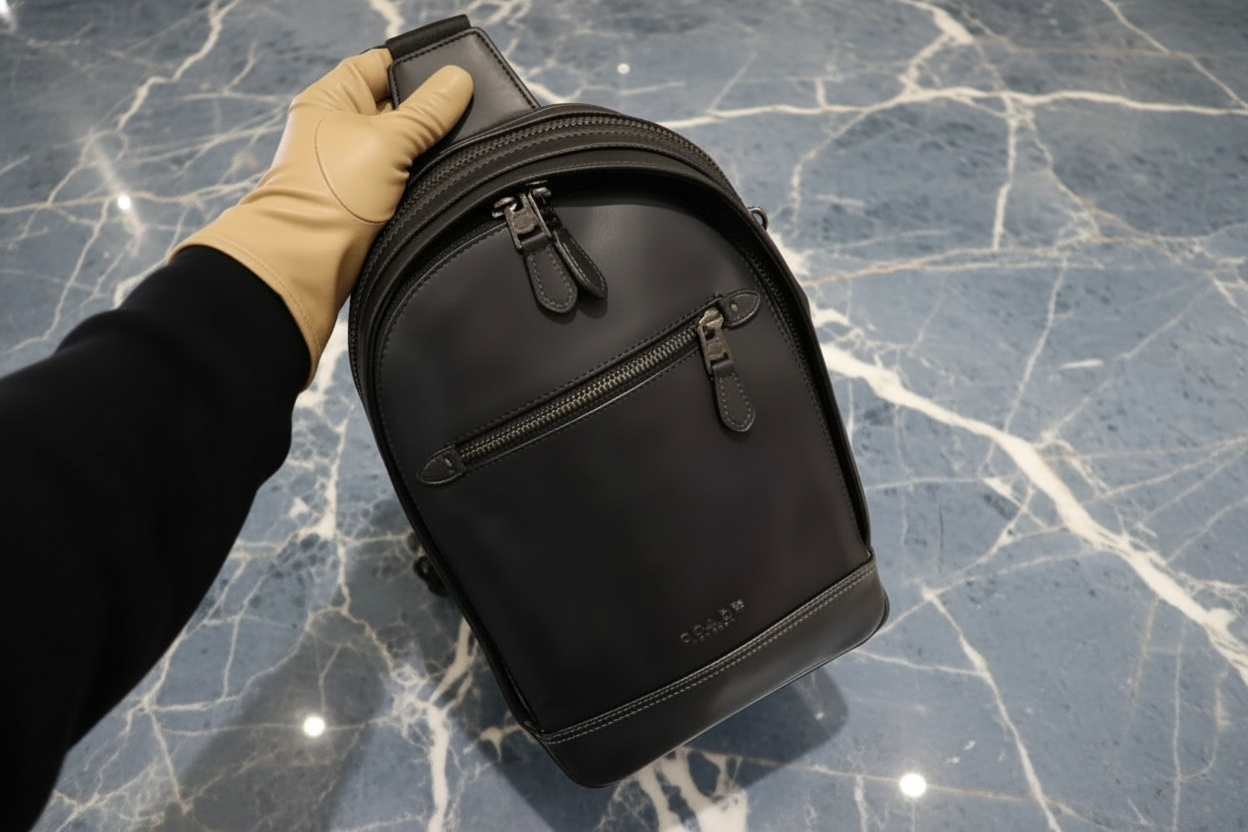 COACH GRAHAM SLINGPACK - BLACK LEATHER