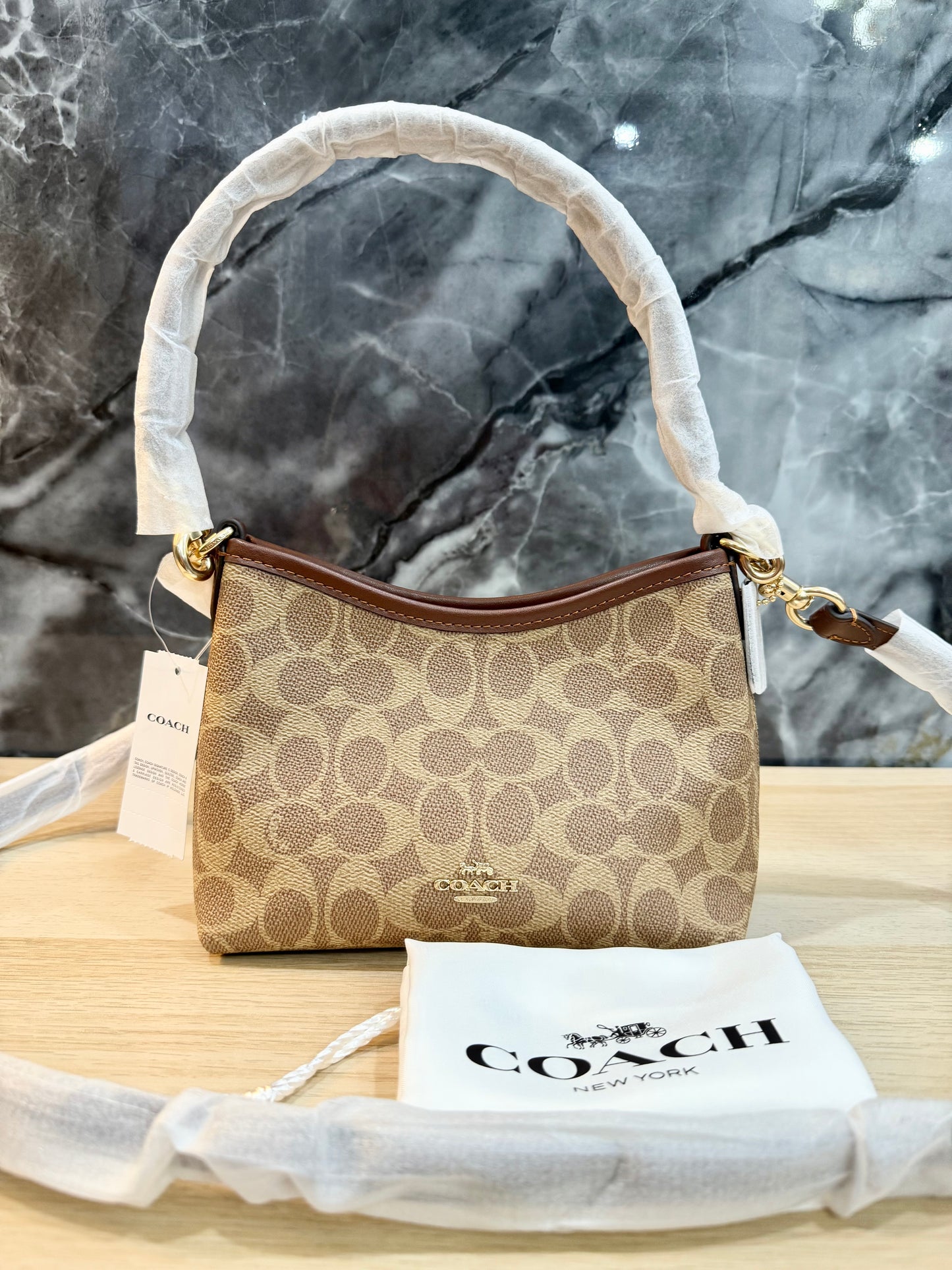 COACH SMALL LAUREL SHOULDER BAG - SIGNATURE COATED CANVAS