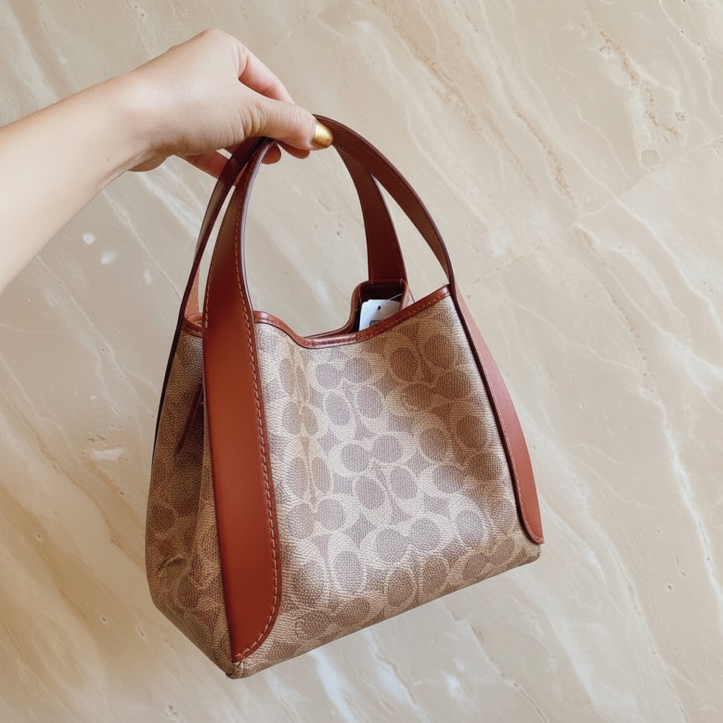 COACH HADLEY HOBO 21 - SIGNATURE CANVAS TAN RUST