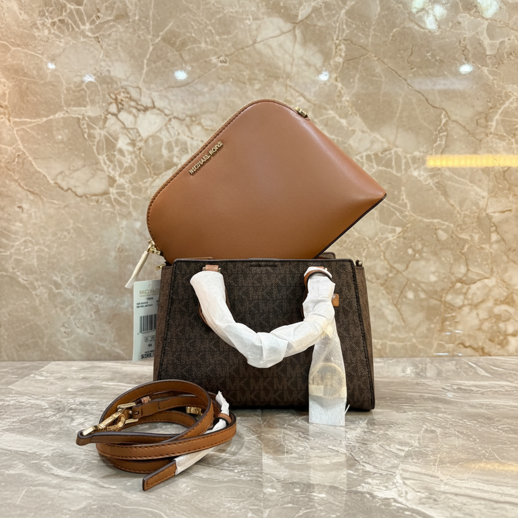 MICHAEL KORS SMALL DARIA 3 in 1 SATCHEL -  BROWN ACORN