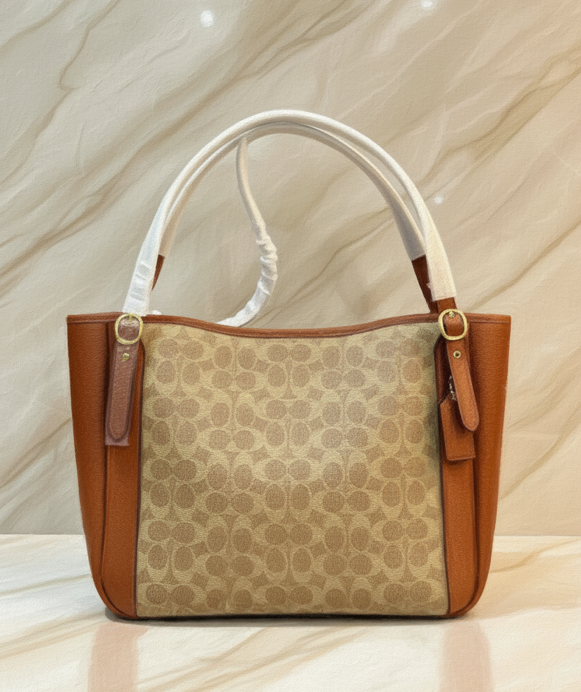 COACH ALANA ZIP TOTE IN SIGNATURE CANVAS - TAN RUST