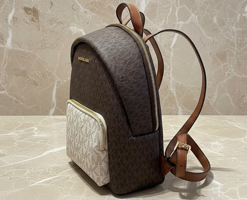 MICHAEL KORS MEDIUM ERIN BACKPACK - SIGNATURE BROWN/WHITE