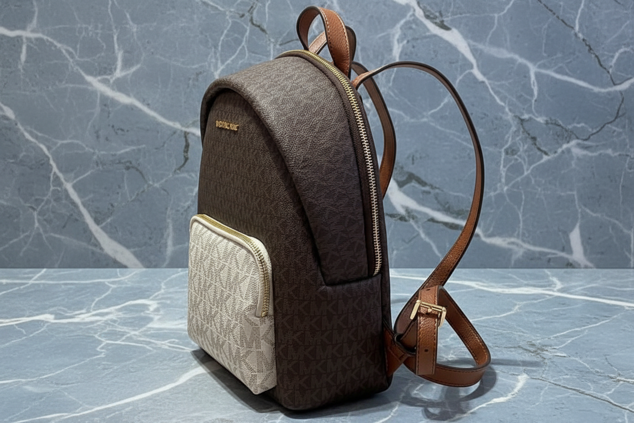 MICHAEL KORS MEDIUM ERIN BACKPACK - SIGNATURE BROWN/WHITE