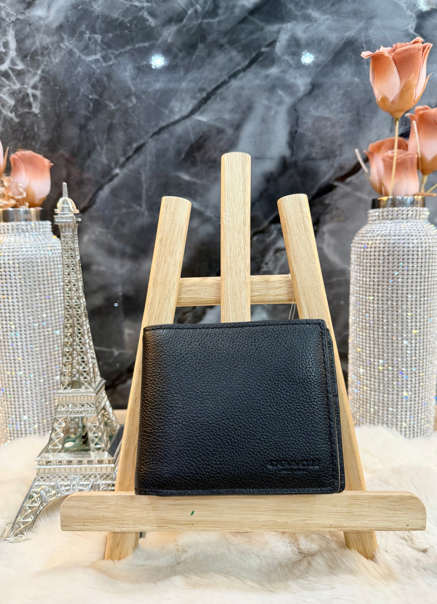 COACH MEN’S BIFOLD WALLET WITH INSERT - PLAIN BLACK