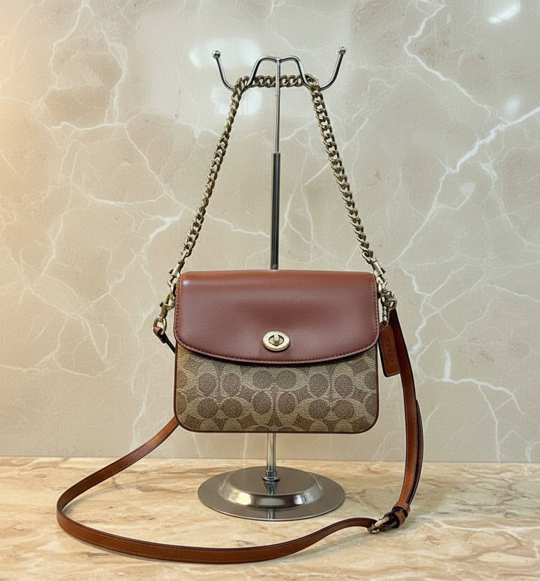COACH CASSIE 19 3 in 1/ 3 STRAP IN SIGNATURE CANVAS - TAN RUST - MISSING PRICE TAG