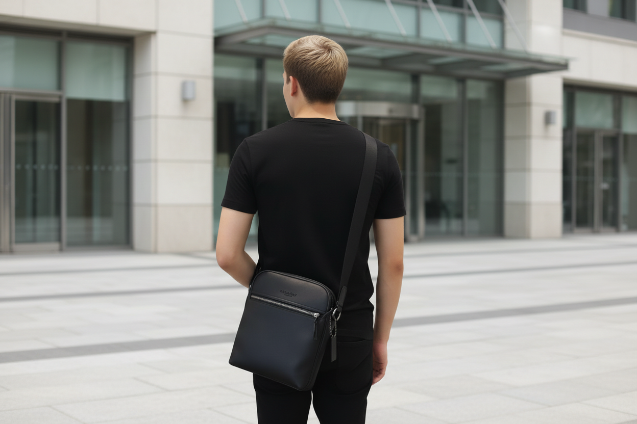 COACH HOUSTON FLIGHT BAG - SMOOTH LEATHER BLACK