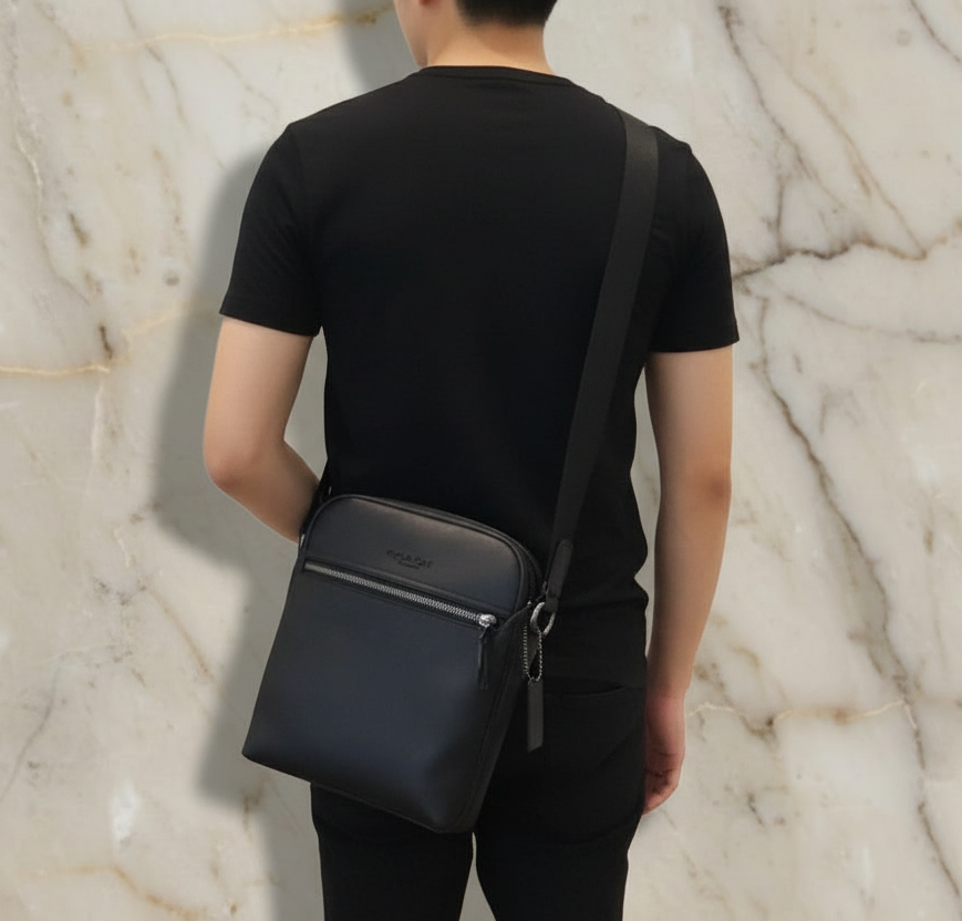 COACH HOUSTON FLIGHT BAG - SMOOTH LEATHER BLACK