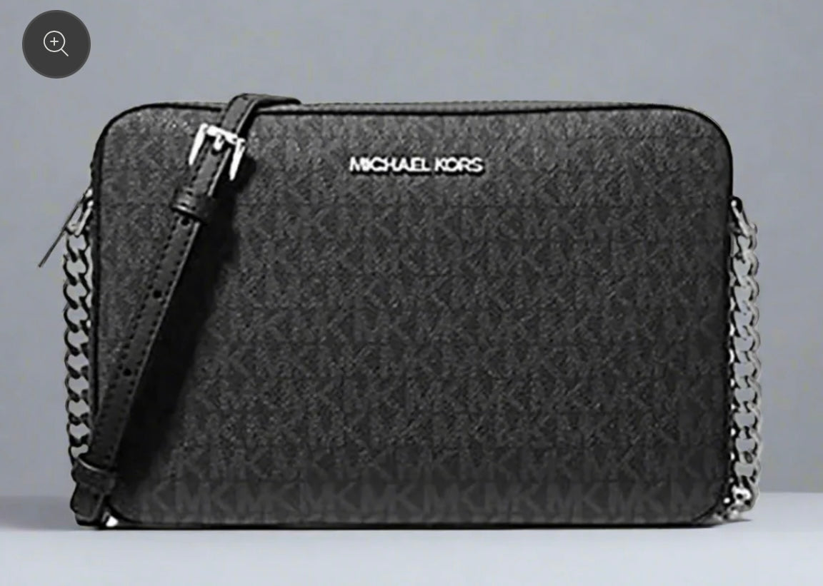 MICHAEL KORS EW JET SET CAMERA BAG MINOGRAM BLACK-GREY - PVC LEATHER ( BOUTIQUE STORE )