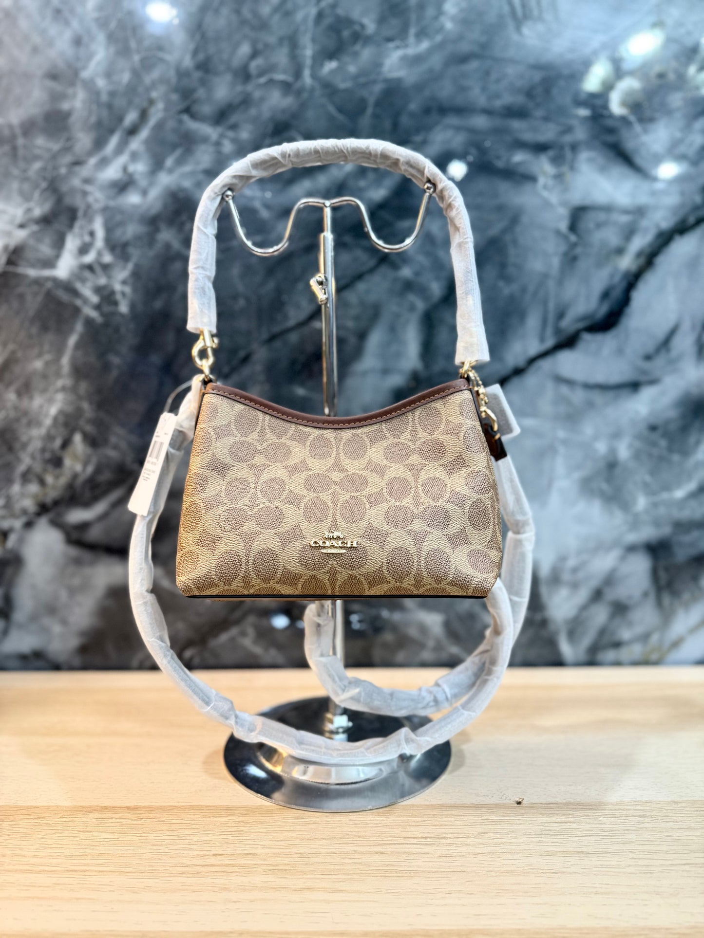 COACH SMALL LAUREL SHOULDER BAG - SIGNATURE COATED CANVAS