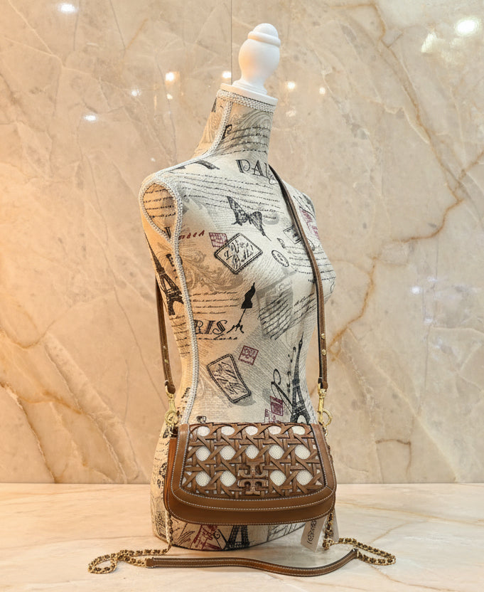 حقيبة كتف/حقيبة يد قابلة للتحويل من قماش بريتن المنسوج من توري بورش - لون موس