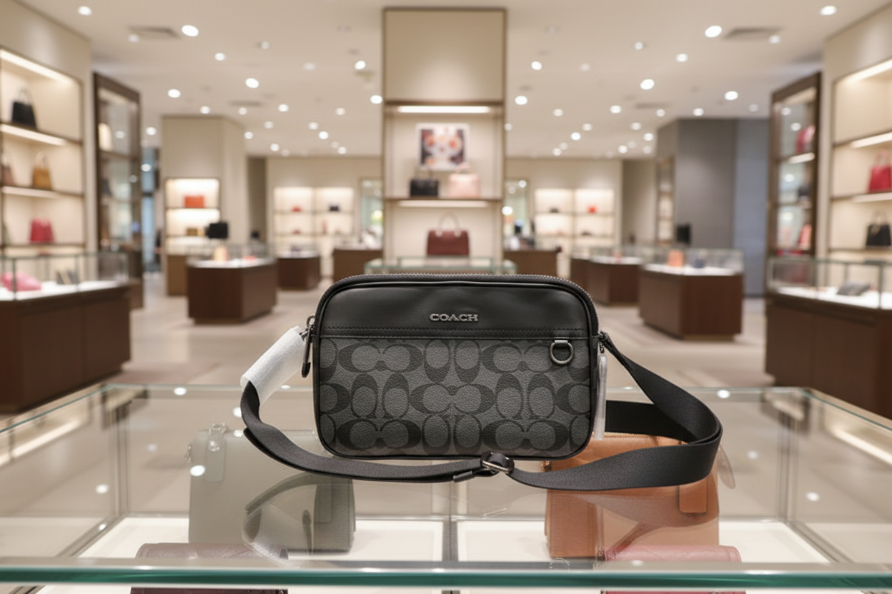 COACH GRAHAM CROSSBODY - SIGNATURE COATED CANVAS/CHARCOAL BLACK