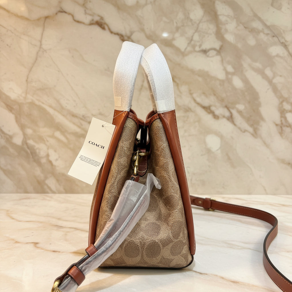COACH HADLEY HOBO 21 - SIGNATURE CANVAS TAN RUST