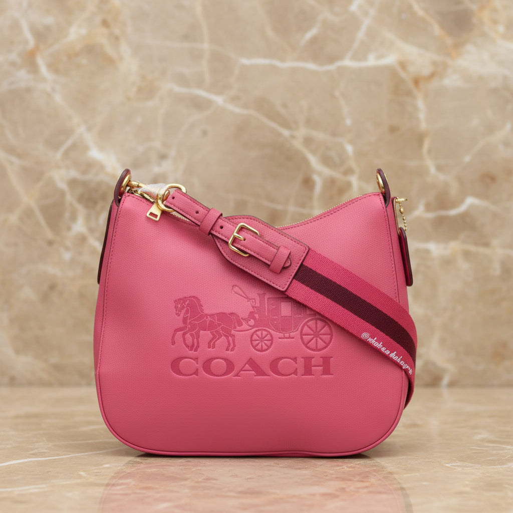 SALE‼️‼️COACH JES HOBO SHOULDER BAG - ROUGE/SILVER