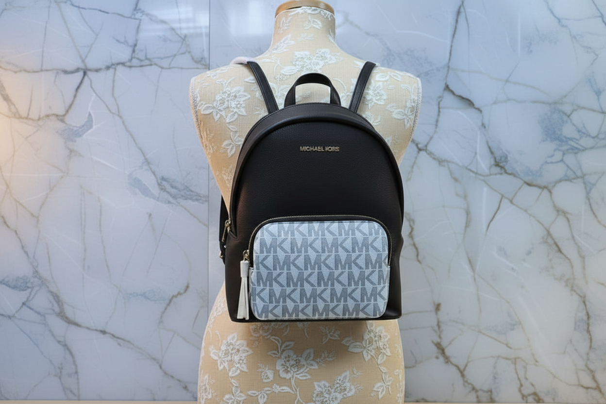 MICHAEL KORS MEDIUM ERIN BACKPACK - SIGNATURE BROWN/WHITE