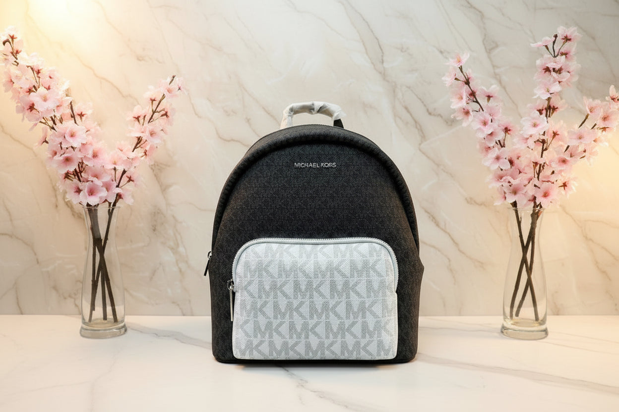 MICHAEL KORS MEDIUM ERIN BACKPACK SIGNATURE BLACK/WHITE