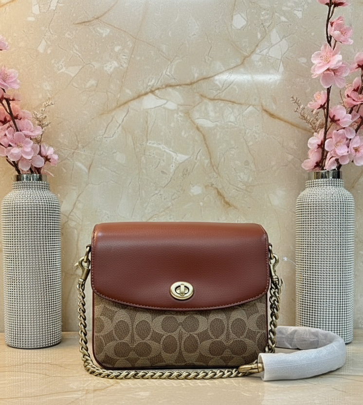 COACH CASSIE 19 3 in 1/ 3 STRAP IN SIGNATURE CANVAS - TAN RUST - MISSING PRICE TAG