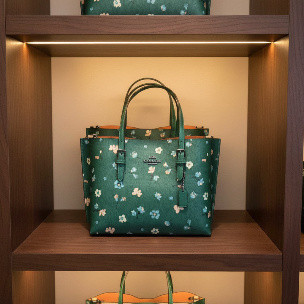 ‼️ SALE ‼️ COACH MOLLIE TOTE 25 WITH MYSTICAL FLORAL PRINT IN GREEN MULTI