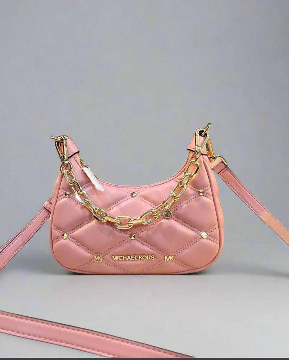 MICHAEL KORS MINI QUILTED CORA CHAIN SHOULDER BAG/CROSSBODY BAG - PRIMEROSE