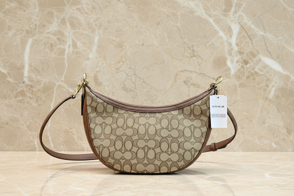 COACH ARIA SHOULDER BAG/CROSSBODY BAG IN SIGNATURE JACQUARD KHAKI