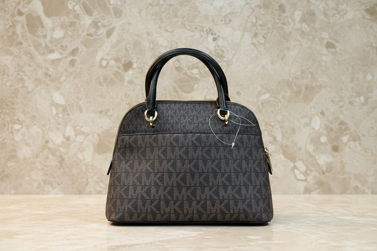SALE‼️‼️ NO HANG TAG LOGO & MISSING PRICE TAG - MICHAEL KORS CINDY DOME MEDIUM IN SIGNATURE BLACK BROWN