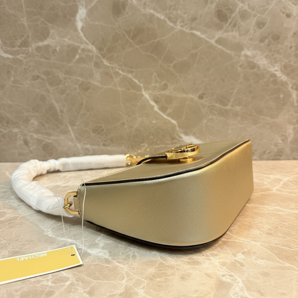 MICHAEL KORS CARMEN POUCHETTE SHOULDER BAG ONLY - PALE GOLD