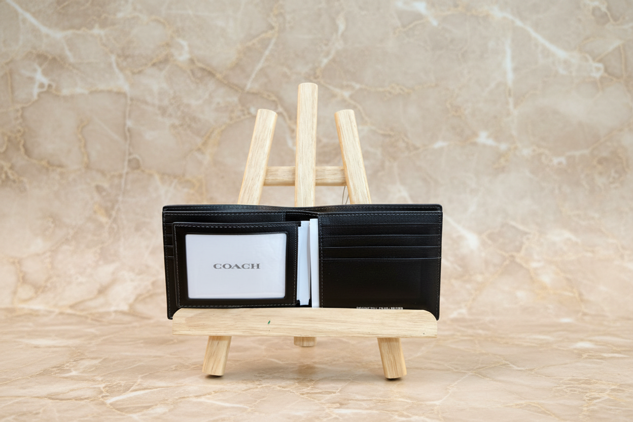 COACH MEN’S 3 in 1 BIFOLD WALLET - WITH INSERT - BLACK