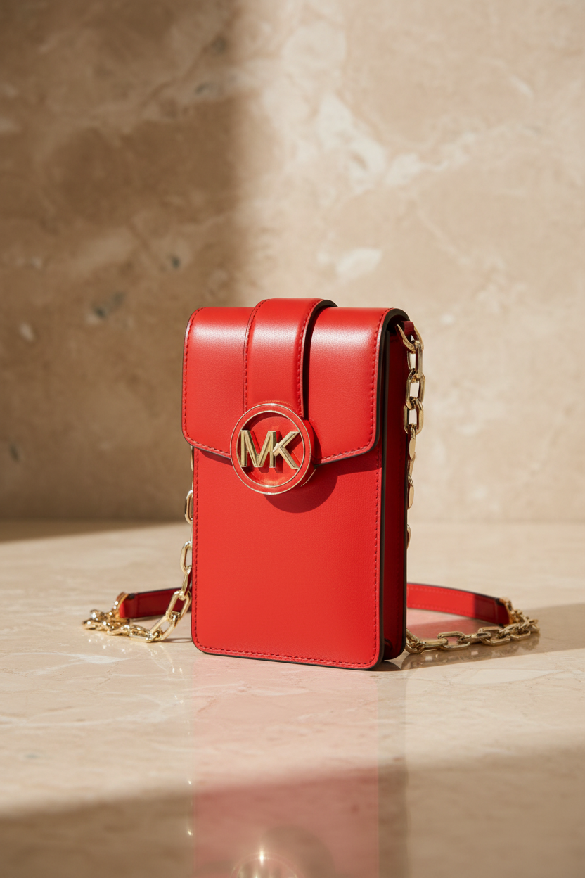 MICHAEL KORS CARMEN SMARTPHONE CROSSBODY - RED