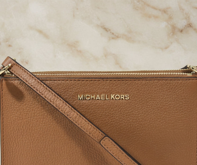 MICHAEL KORS DOUBLE ZIP GUSSET CROSSBODY - MONOBROWN/BROWN